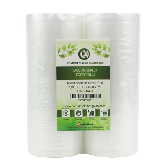 Commercial Bargains 2 Large 8" x 50' Vacuum Saver Rolls Commercial Grade Food Sealer Bags