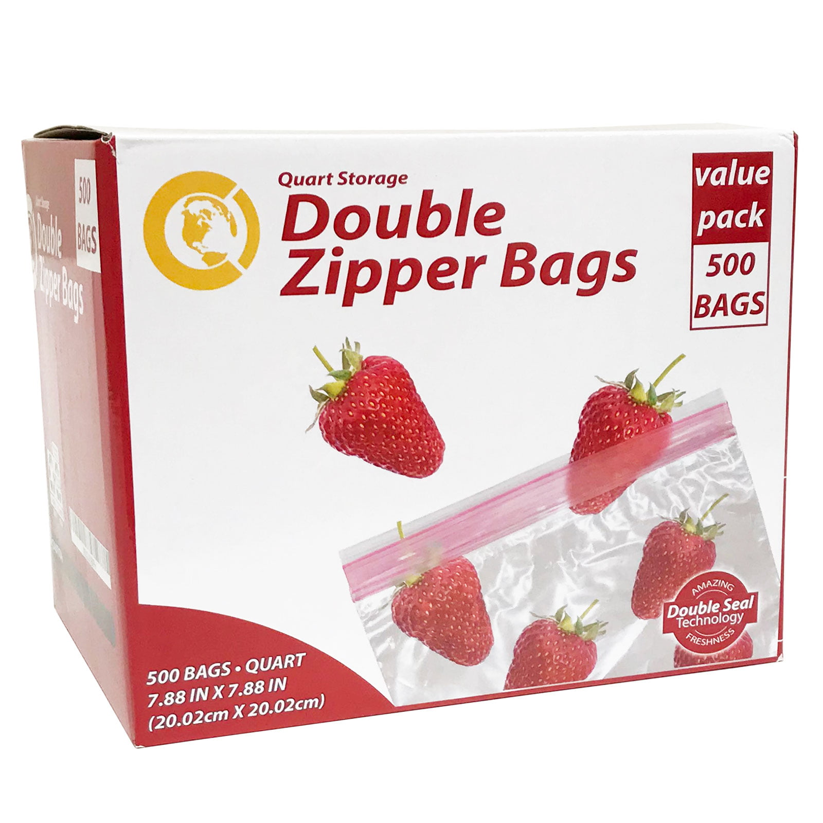 Quart XL Double Zipper Bags - 500 Count