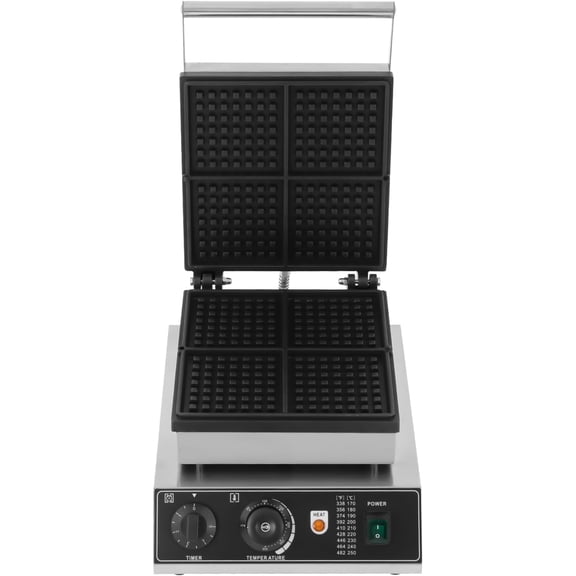 Commercial Belgian Waffle Maker, 4 Grids 1750W Double Heating Square Belgian Waffle Iron Heavy Duty Non-stick Electric Waffle Maker for Restaurant, Bakery, Snack Bar, Home