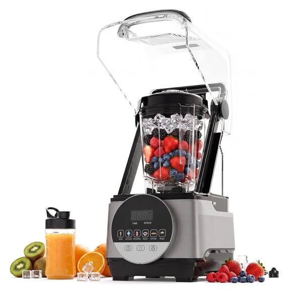 Commercial Blender 68Oz, 28000 RPM, Smart Touch with 6 Functions 1400W Power (Max 2200W) Countertop Blender with 9 Speed & Pulse, 6-Leaf Stainless Steel Blade Perfect for Kitchen, Smoothies,