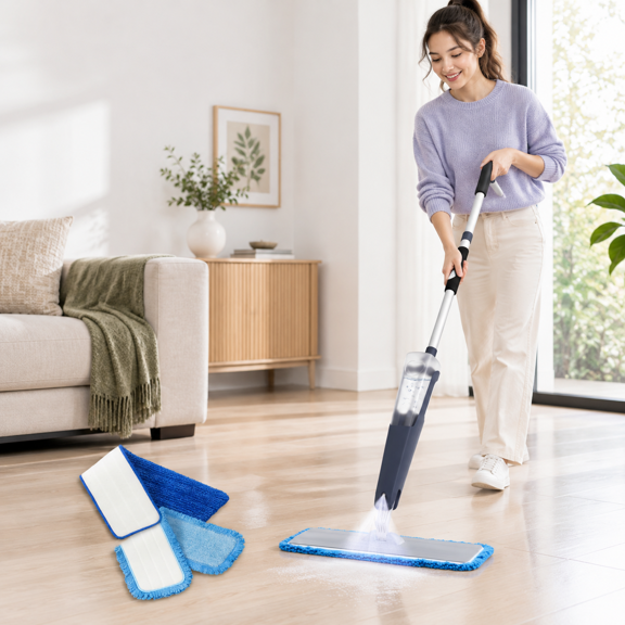 Commercial Blue 24inch-1Pack Industrial Microfiber Spray Mop for Floor Cleaning