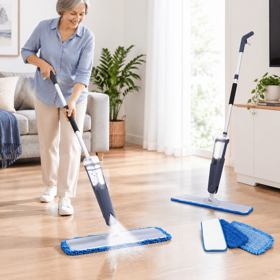 Commercial Blue 24inch-1Pack Industrial Microfiber Spray Mop for Floor Cleaning