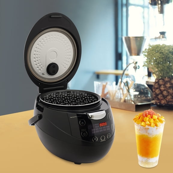 Commercial Boba Cooker, 6L / 1.59 Gal Pearl Making Pot with Temperature Probe, 900W Electric Non-Stick Pot for Tapioca Pearls, Sago, Bubble Tea Shop, Food Truc