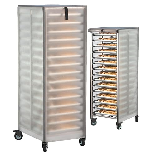 Commercial Bread Racks Cover with Zipper 20tier Sheet Pan Rack,23" W x 28" D x 64" H,PVC Frosted,High Density Waterproof Bread Rack Cover.$$Storage