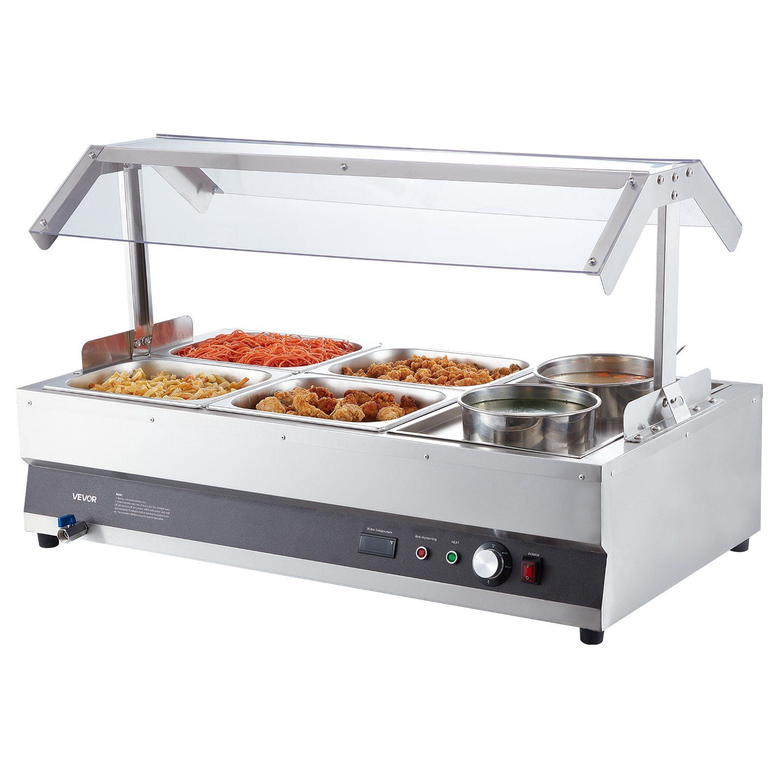 Commercial Buffet Soup Station with Cover - 2 Pots & 4 Rectangular ...