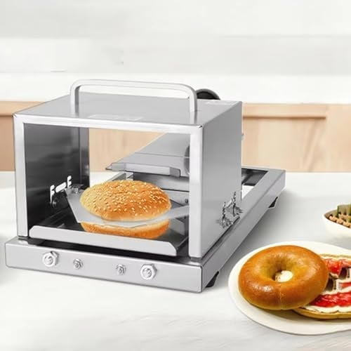 Commercial Burger Buns Slicer Machine, Manual Stainless Steel Bread Slicers, One-Push Bun Bread Cutter, 4 Levels Adjustable Thickness, Easy To Clean, For Bakeries, Coffee Shop, Restaurant