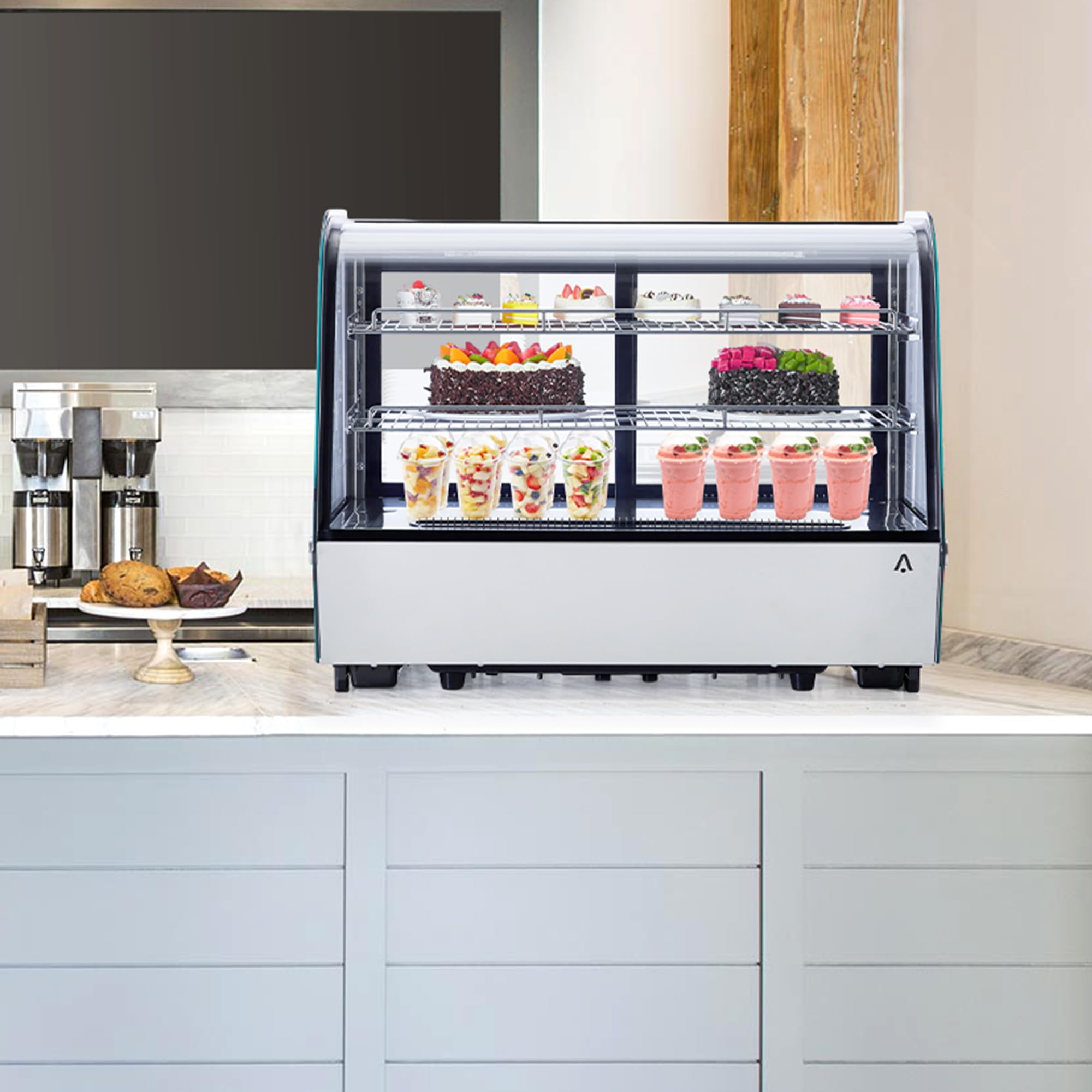 Commercial Cake Display Refrigerator 4.6 Cu.Ft With Led Lighting, Double-Layer  Countertop Refrigerator Display Case, Pastry Display Case,110V