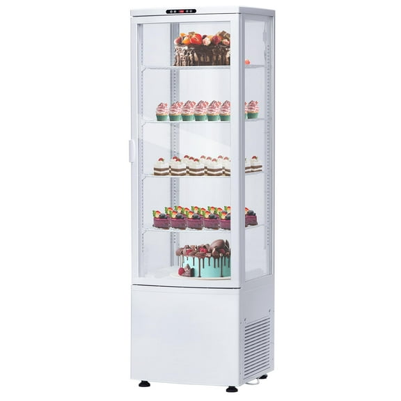 Commercial Cake Display Refrigerator, 8.4 Cu.FT Single-Door Merchandiser with Universal wheel, Interior LED Lighting, Double-Layered Glass, 110v
