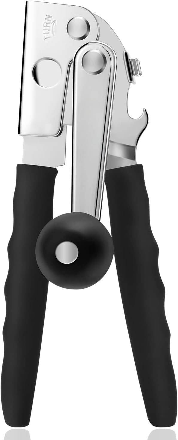 Commercial Can Opener,  Hand Crank Can Opener Manual Heavy Duty with Comfortable Extra-long Handles, Oversized Knob, Large Handheld Can Open Easy for Big Cans, Red