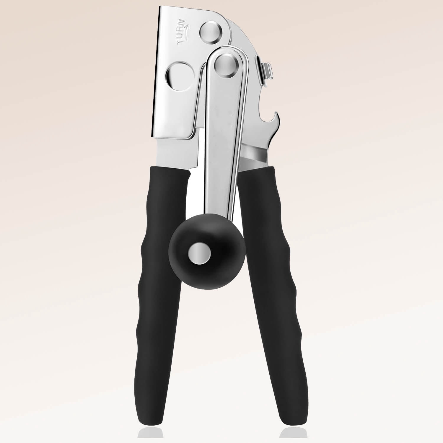 Commercial Can Opener, Hand Crank Manual Heavy Duty with Comfortable Extra-long Handles, Oversized Knob, Large Handheld for Big Cans, Black