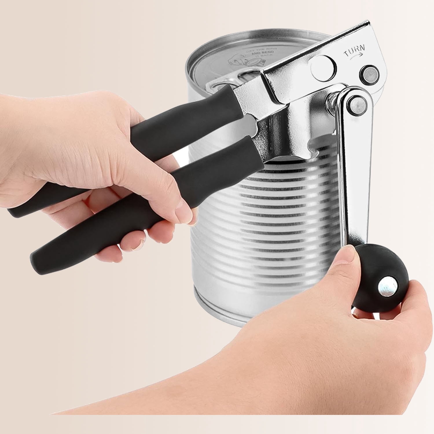 Commercial Can Opener, Handheld Can Opener for Big Cans, Manual Heavy Duty Crank Jar Openers, Folding Hand Crank Bottle Openers With Comfortable Long Handles