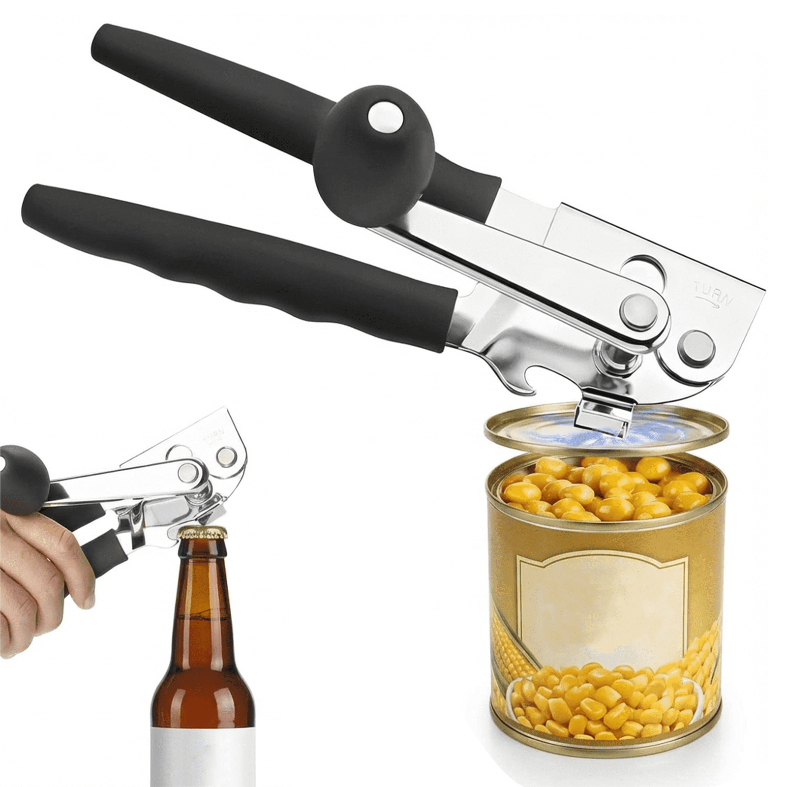 Commercial Can Opener Heavy Duty for Restaurant Kitchen, Manual Can Opener with Hand Crank for Small, Medium & Large Cans, 1 Pack