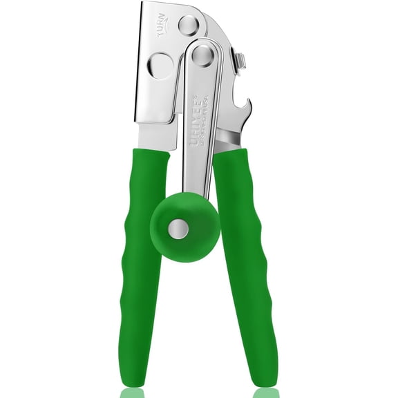 Commercial Can Opener, UHIYEE Hand Crank Can Opener Manual Heavy Duty with Comfortable Extra-long Handles, Oversized Knob, Large Handheld Can Open Easy for Big Cans, Green