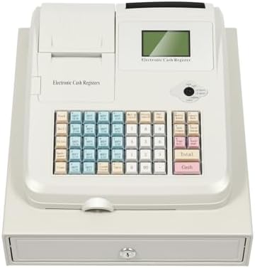 Commercial Cash Register 48 Keys LED Display Electronic Cashier Cash with Lock Cash Drawer Box Electronic POS Systems for Supermarkets, Restaurants and Retail$$Office