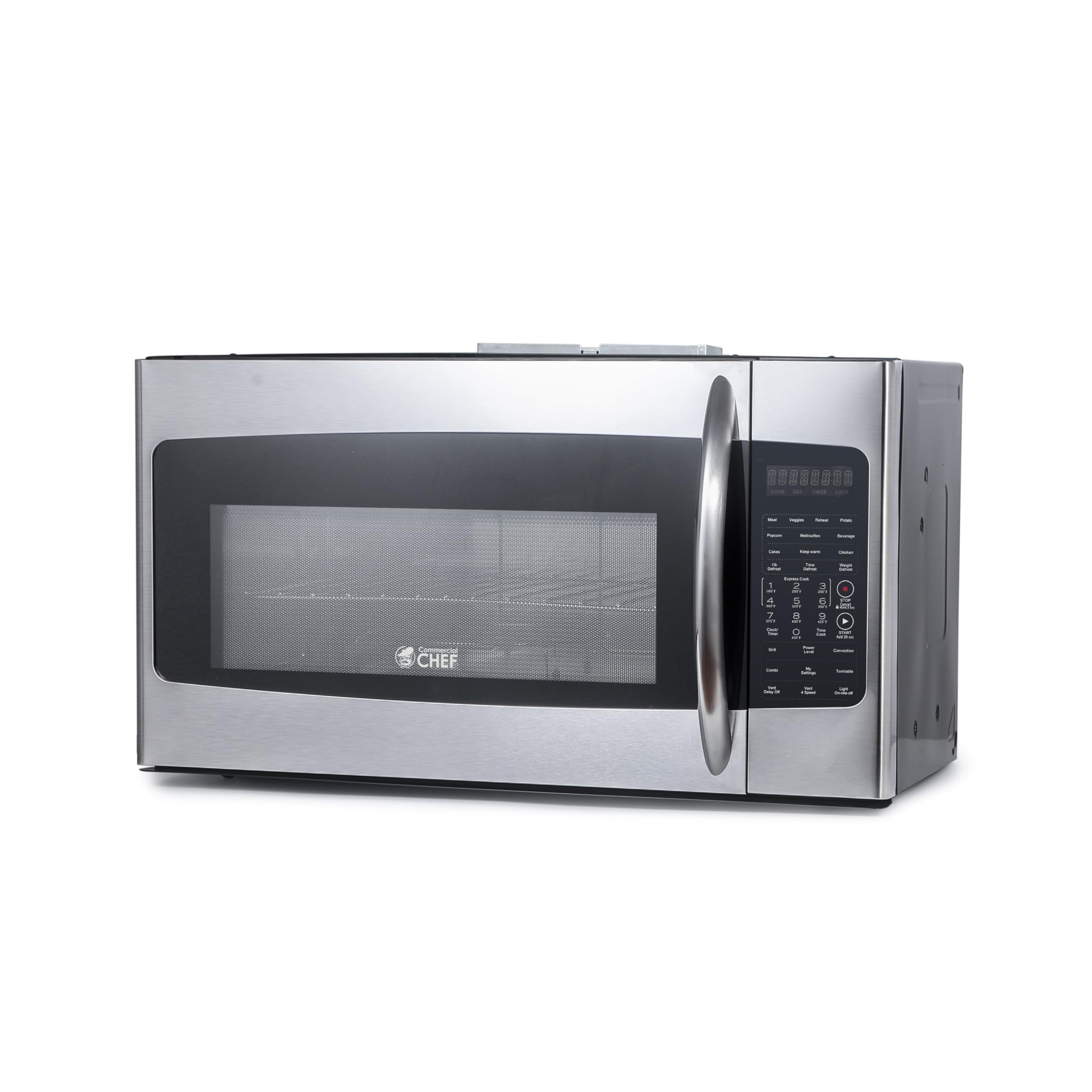 Commercial Chef 1.7 Cu. Ft. Over-The-Range Convection Microwave Oven, 1000 Watt Microwave with 10 Power Levels, 1400W Convection Oven with Air Fryer, 300 CFM Hood Fan, Touch Controls, CHMRC17GS