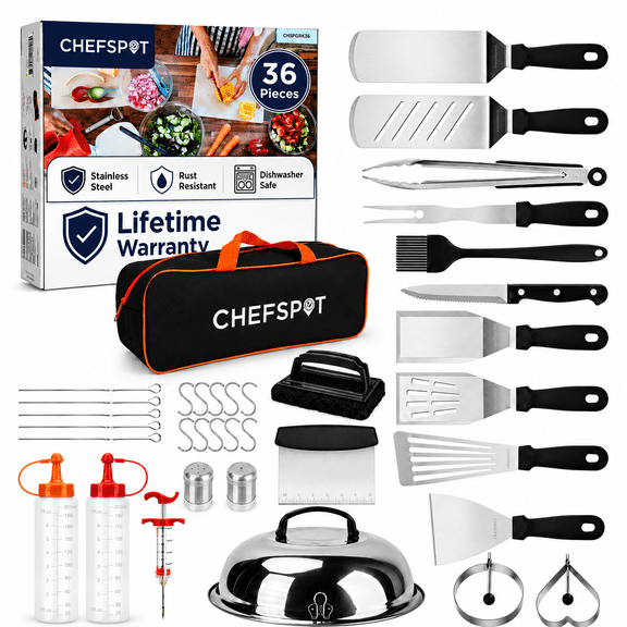 CHEFSPOT Griddle Accessories for Blackstone, BBQ, Flat Top Grilling Spatula Kit, 36-Piece