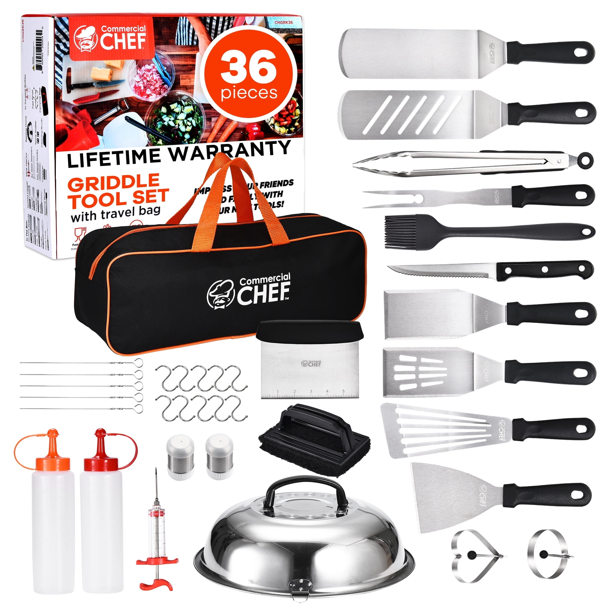 Commercial Chef 36 Piece Griddle Accessories for Blackstone Griddles - Flat Top Grill Accessories