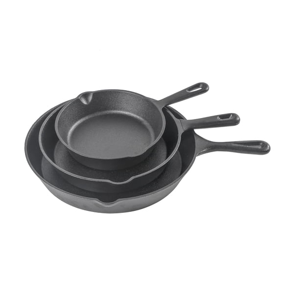 Commercial Chef CHCI03PK Pre-Seasoned 3-Piece Cast Iron Skillet Set