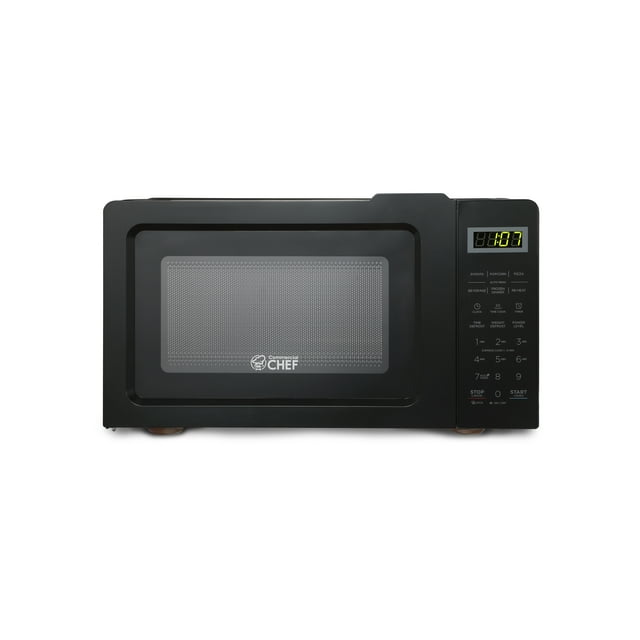 Commercial Chef CHM770B 0.7 Cubic Feet Microwave Oven, 700 Watt, Stainless Steel Front with Black Cabinet