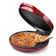 Commercial Chef 12  Pizza Maker with Variable Temperature, Quesadilla Maker with Non-Stick Baking Plates, Indoor Electric Grill, 1500 Watts, CHPM12R, Red