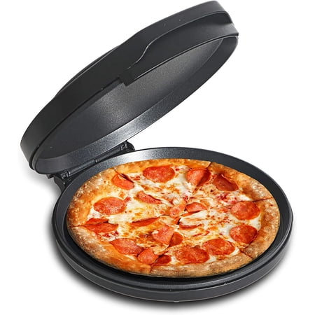 Commercial Chef 12 Pizza Maker with Variable Temperature, Quesadilla Maker with Non-Stick Baking Plates, 1500 Watts, CHQP12R, Black
