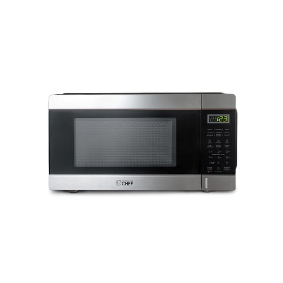 Commercial Chef Countertop Microwave, 1.1 cu. ft., Black With Stainless Steel Trim