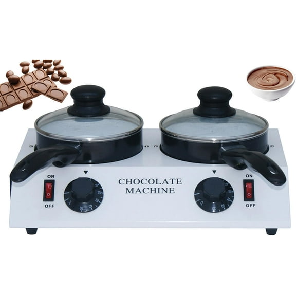 Commercial Chocolate Melting Pot Chocolate Melter Fondue Pot Chocolate Tempering Melting 110V 80W for Chocolate, Cheese, Butter, Candy, Cream, Milk, Desserts (Double Pots)