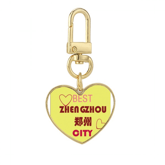Commercial City Zhengzhou Sign Gold Heart Keychain Metal Keyring Holder