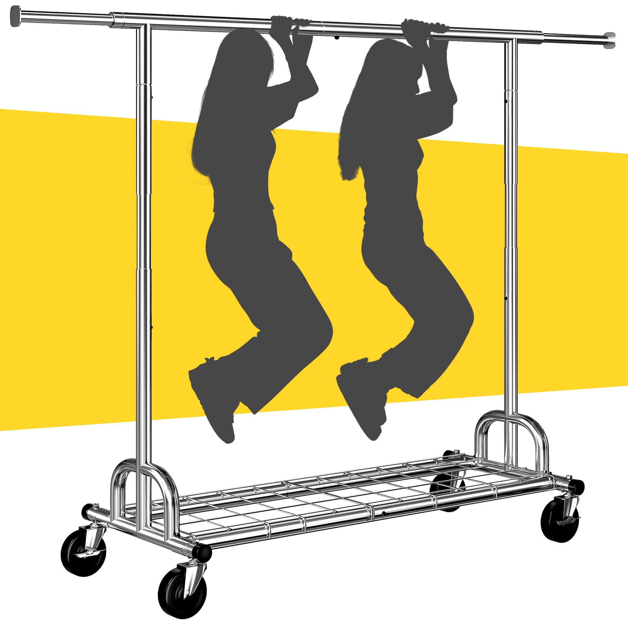 Commercial Clothes Rack 485LBS Load, Heavy Duty Rolling Garment Rack ...