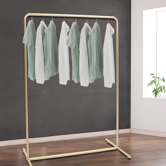Commercial Clothing Rack, 30kg Weight Capacity and Geometric Gold Frame, Easy Access Open Design for Retail Display and Home Storage