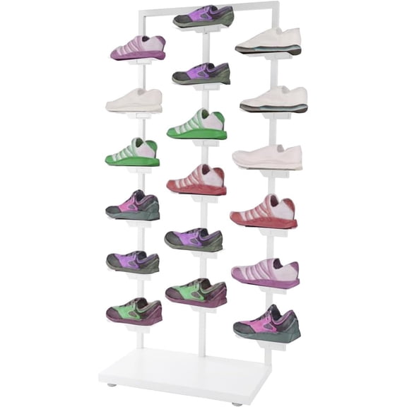 Commercial Clothing Store Shoe Rack, Retail Boutique Shoe Display Shelf Large Free Standing Shoe Shelf Shoe Organizer Stand Shoe Display Shelf Shoe Tower Rack for Home Store (White)