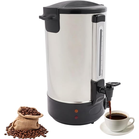 Commercial Coffee Maker 110V Stainless Steel Hot Coffee Dispenser Large Coffee / Tea Dispenser for Meeting Rooms Lounges Gatherings (Black 28L/7.4gal)
