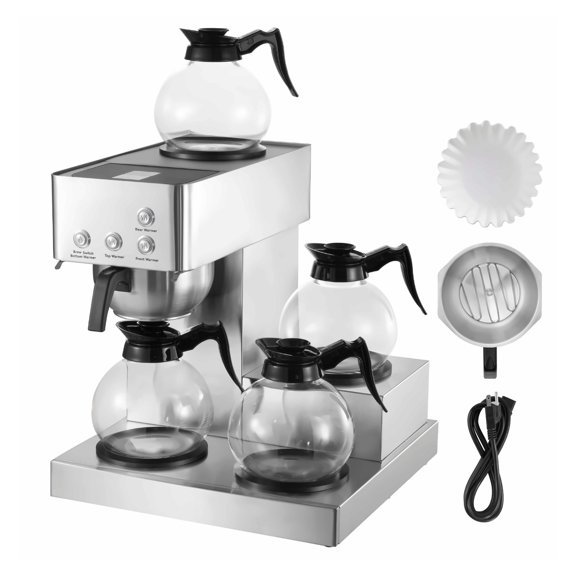 Commercial Coffee Maker, 12 Cup Drip Machine with 4 Carafes
