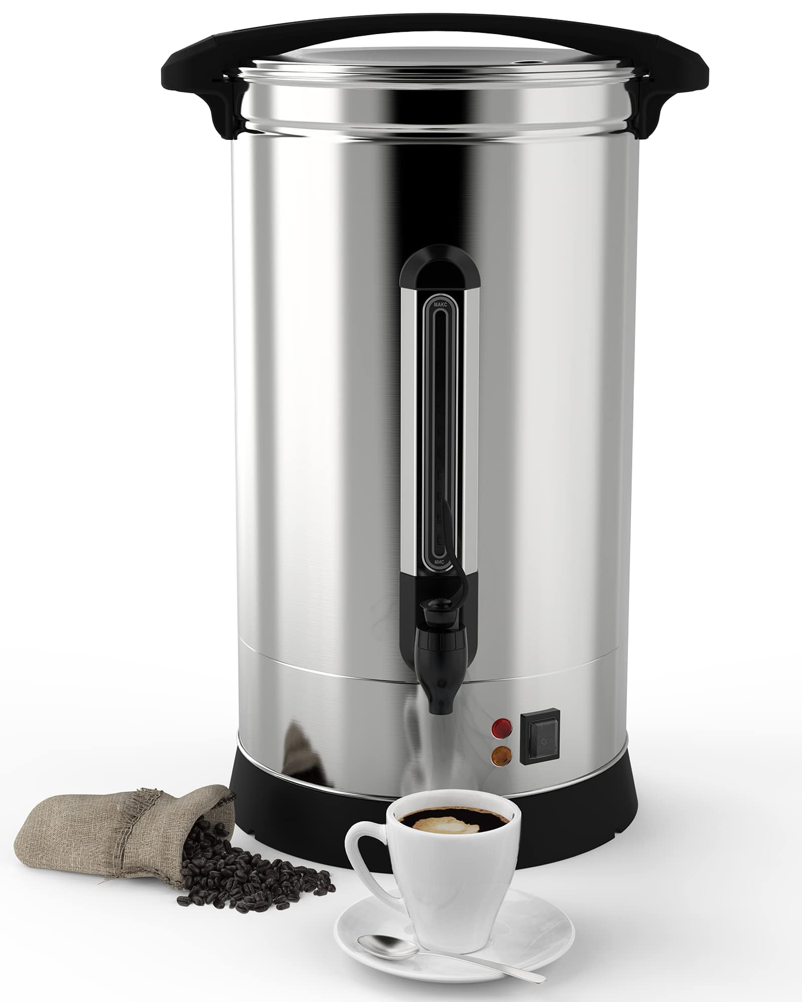 Fooikos Coffee Urn,10 Liters 60 Cups-Premium 304 Stainless  Steel, Large Coffee Dispenser for Quick Brewing, Commercial Percolating Urn  For Party-with Water Level Indicator Display: Coffee Urns