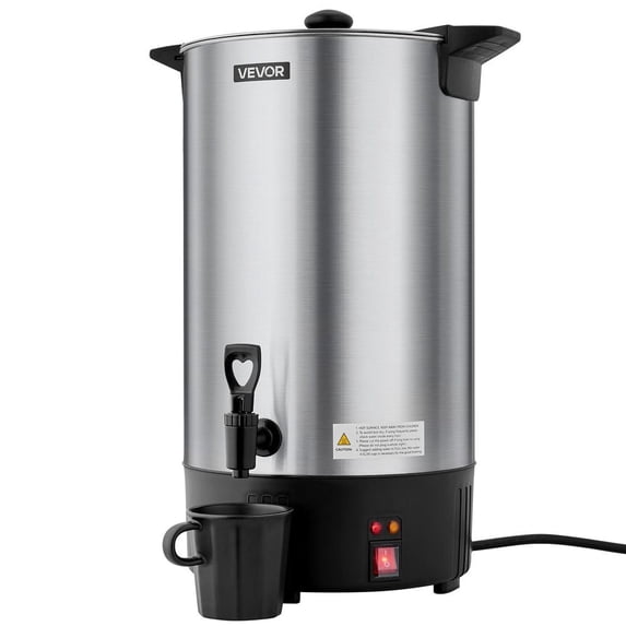 Commercial Coffee Urn, 100 Cup 15 L Hot Beverage Dispenser with Dripless Faucet, Quick-Brewing Stainless Steel Large Commercial Coffee Maker, for Catering, Business, Party, Church & Restaurant