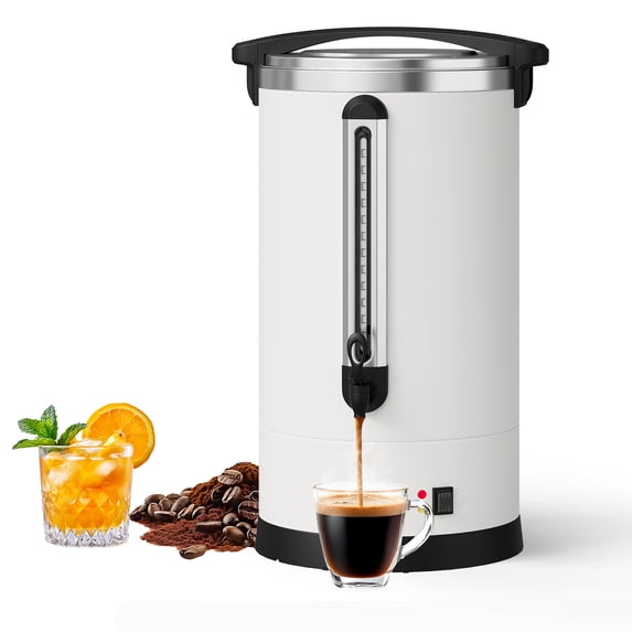 Commercial Coffee Urn – 120 Cup Double Wall Stainless Steel Percolator, Large Capacity Hot Water & Coffee Dispenser, Quick Brewing, Easy Clean, For Catering, Events, Buffets – Size: 18L