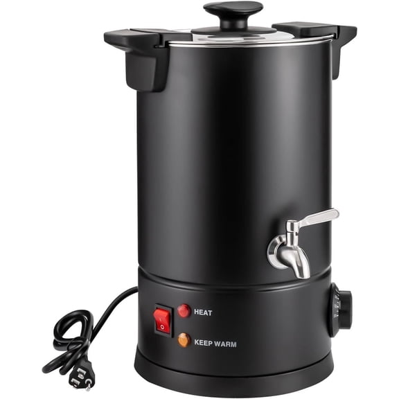 Commercial Coffee Urn 30 Cups Stainless Steel Coffee Percolator with Constant Temperature Function 30-110?C Adjustable Temperature Double Layer Barrel Wall Design Coffee Maker Urn