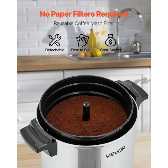Commercial Coffee Urn 40 Cup 203oz Hot Beverage Dispenser with Dripless Faucet for Catering Party Restaurant