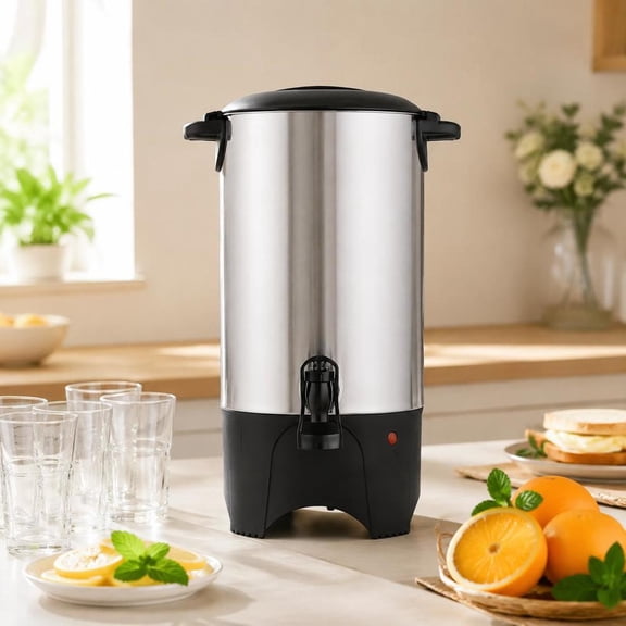 Commercial Coffee Urn 40 Cup 6 L Hot Beverage Dispenser with Dripless Faucet and Stainless Steel Liner