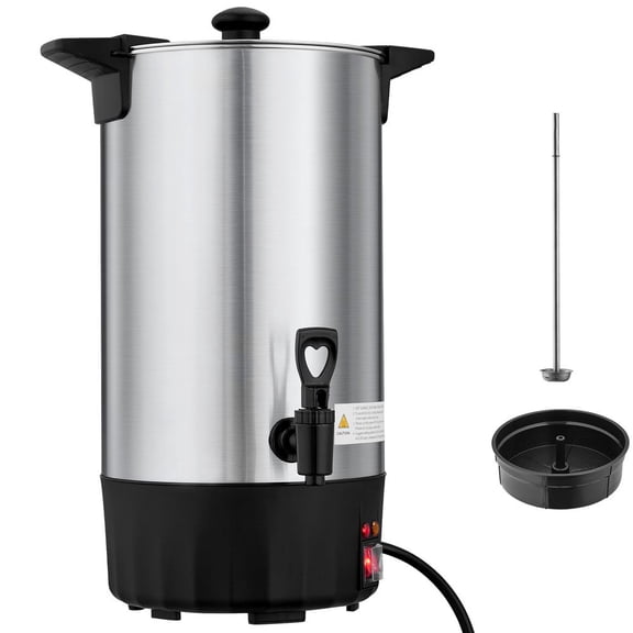 Commercial Coffee Urn, 60 Cup 9 L Hot Beverage Dispenser with Dripless Faucet, Quick-Brewing Stainless Steel Large Commercial Coffee Maker, for Catering, Business, Party, Church & Restaurant