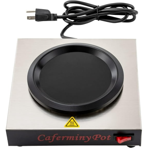 Commercial Coffee Warmer Single Burner Decanter Warmer Plate - 80W, 176, Stainless Steel, Non-Stick Coating, One-Piece Structure, Ideal for Cafe, Buffet, Event and Commercial Use