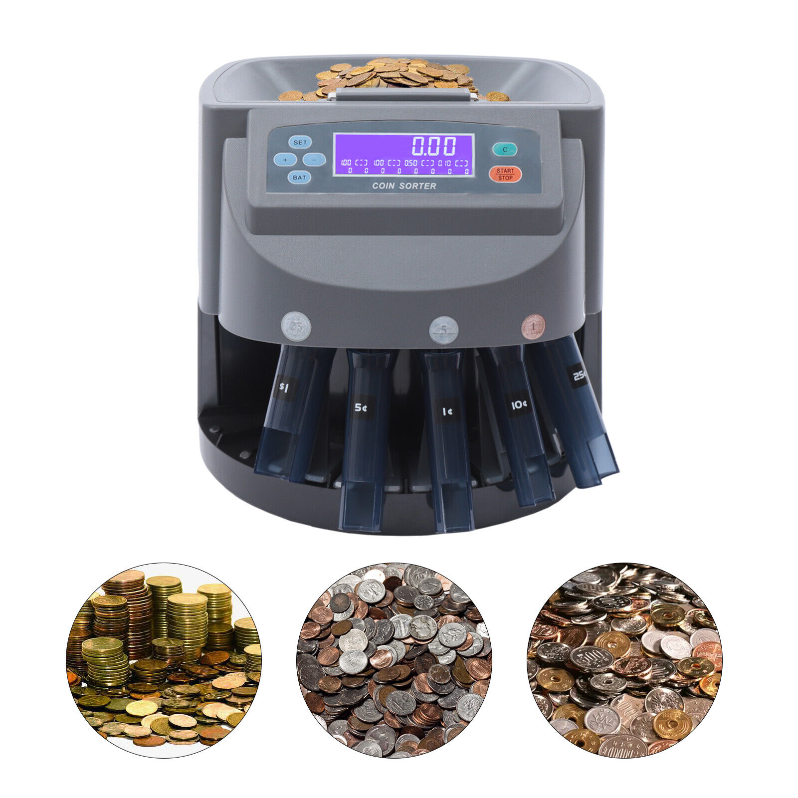 Commercial Coin Counter Sorter Machine Fast Sorting Money Change Sorter