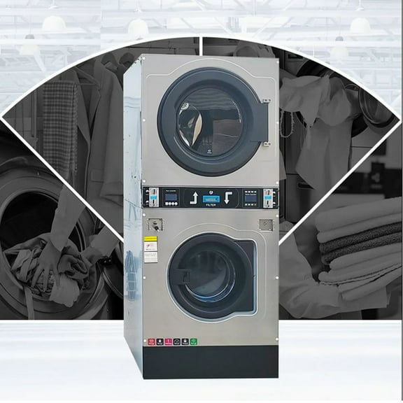 Commercial Coin Operated Washer Dryer Combo Double-layer Washing and Drying Machine 220V 1PH