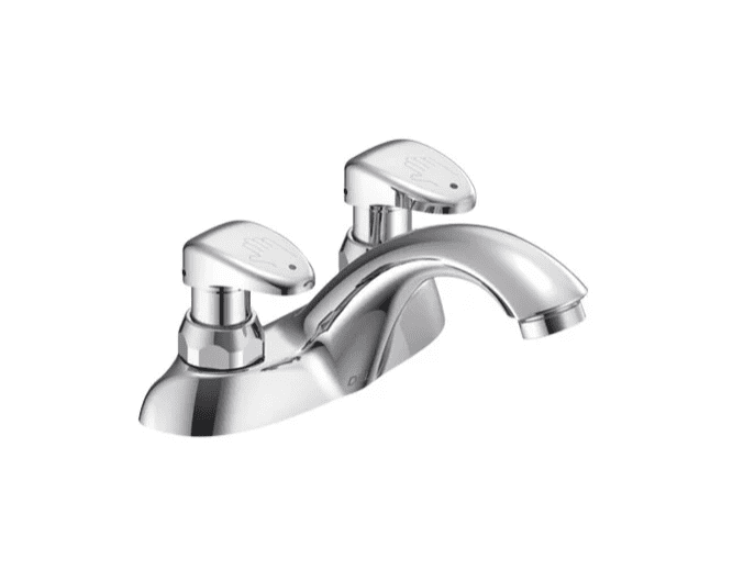 Commercial Commercial Two Handle Metering Slow-Close Bathroom Faucet in Chrome 86T1153
