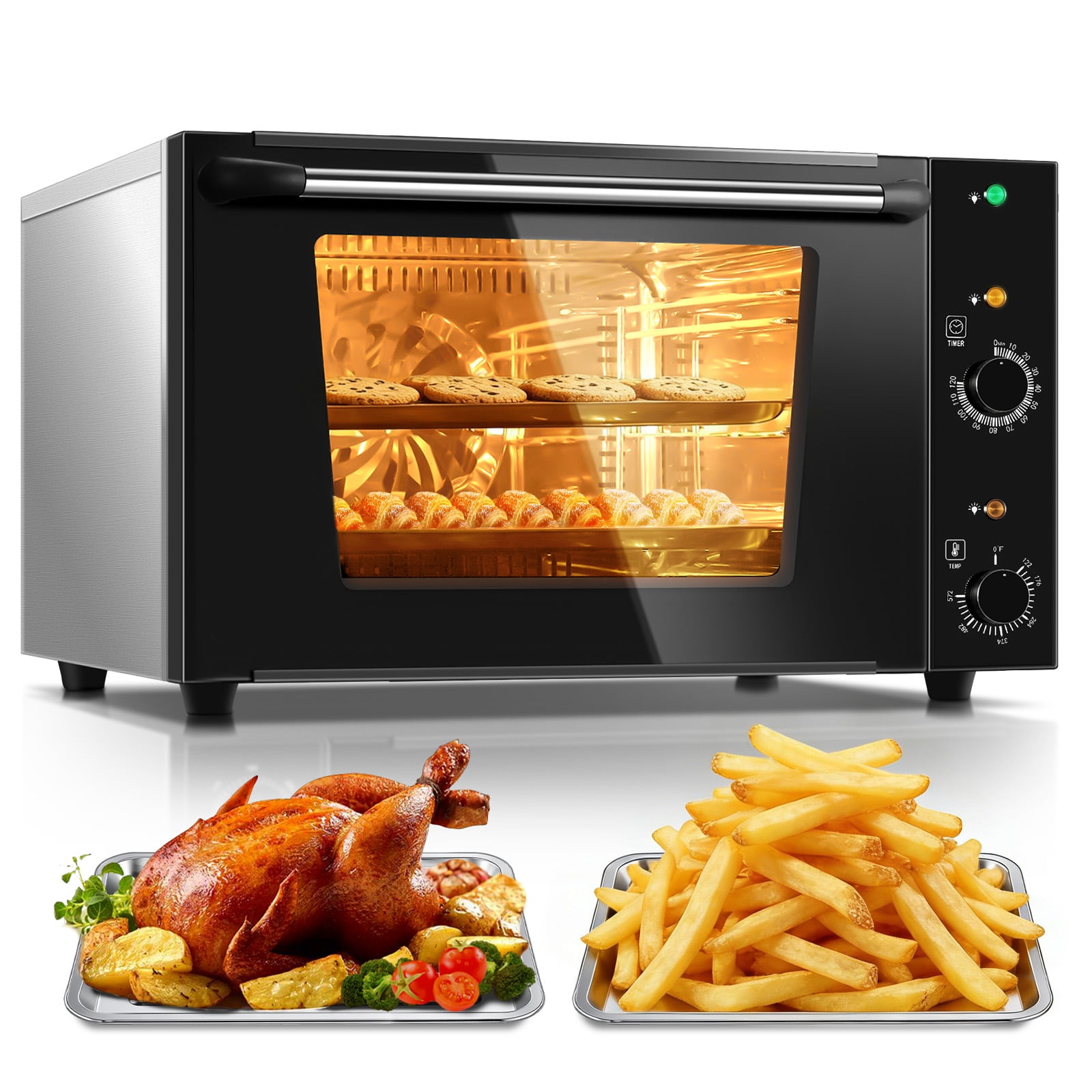 Commercial Convection Oven, 2500W Countertop Oven 50QT Large Capacity Toaster Oven with 122-572°F Control,for Restaurant Bakery Pizza Shop Food Truck
