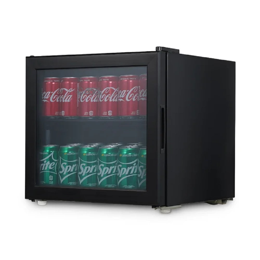 Compact Black 1.7 Cu. Ft. Beverage Cooler with Glass Door