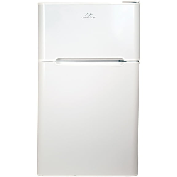 "Commercial Cool CCRD32W Compact Double Door Refrigerator with True Freezer, 3.2 Cu. Ft. Mini Fridge, White"