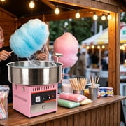 Commercial Cotton Candy Machine, 1000W 304 Stainless Steel Candy Floss Maker with 15 Inch Bowl, Adjustable Temp 140-473 F, Sugar Scoop & Drawer for Carnival Party Home Use