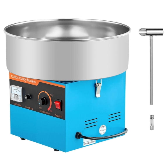 Commercial Cotton Candy Machine 1000W Electric Candy Floss Maker with 15 Inch Stainless Steel Bowl Sugar Scoop for Hard Candy Home Kids Birthday Family Party Blue