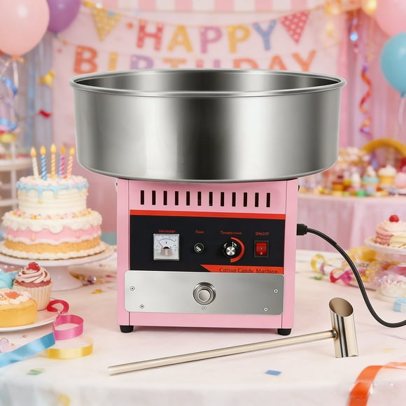 Commercial Cotton Candy Machine, 1000W Electric Cotton Candy Machine, Electric Commercial Pink Cotton Candy Machine, Commercial Floss Maker with Stainless-Steel Pan for School Fair, Market